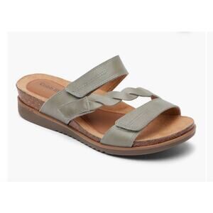 Cobb Hill May Sage Green Slides Womens Cork Footbed Leather Sz 7 NEW!